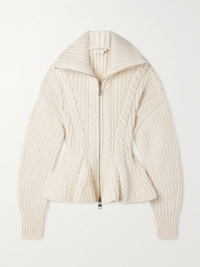 Alexander McQueen Cable-knit wool-blend cardigan at Collagerie