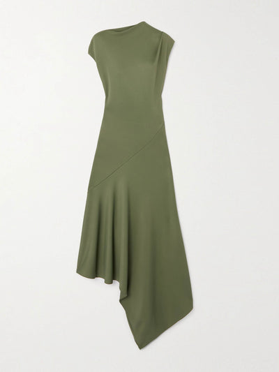 Alexander McQueen Asymmetric draped stretch-jersey midi dress at Collagerie