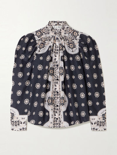 Alix of Bohemia Artemis Bronco ruffled bandana-print cotton and silk-blend shirt at Collagerie