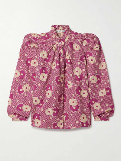 Alix of Bohemia Annabel pleated floral-print wool and cotton-blend blouse at Collagerie