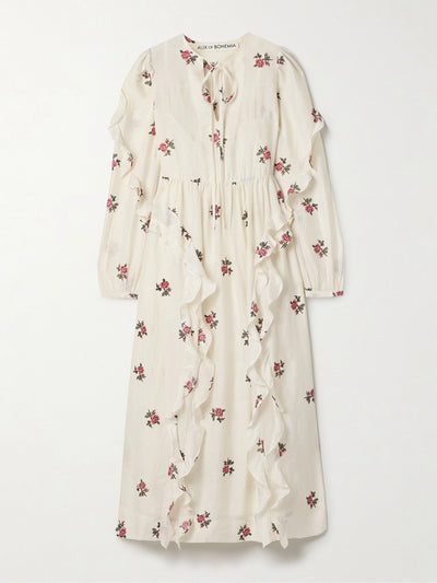 Alix of Bohemia Lina ruffled floral-print silk-voile midi dress at Collagerie