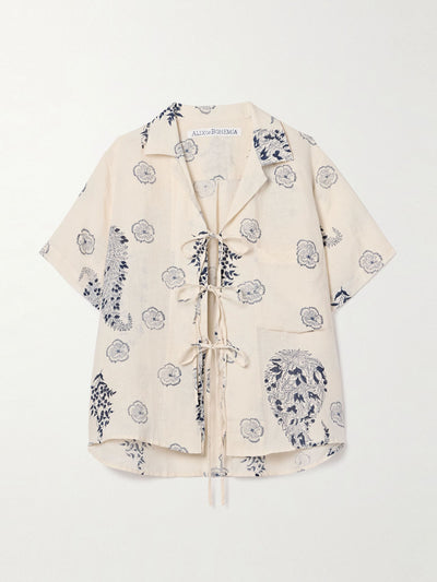 Alix of Bohemia Styla tie-detailed floral-print linen-voile shirt at Collagerie