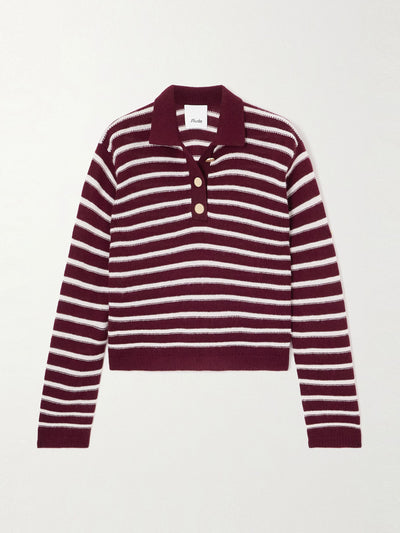 Allude Striped wool and cashmere-blend polo sweater at Collagerie