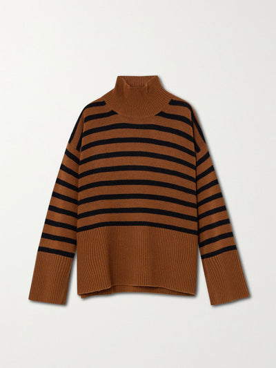 Allude Striped wool and cashmere-blend turtleneck sweater at Collagerie