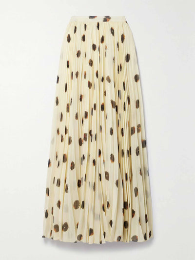 Altuzarra Pleated polka-dot crepe de chine maxi skirt at Collagerie