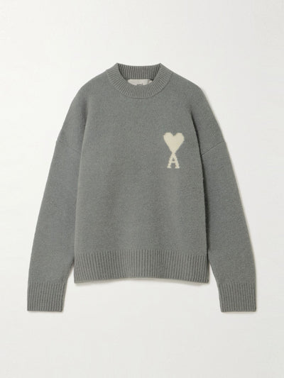 Ami Paris Intarsia oversized alpaca-blend sweater at Collagerie