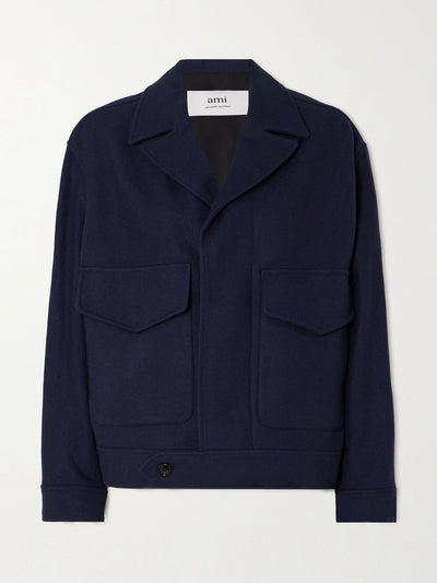 Ami Paris Wool-gabardine navy jacket at Collagerie