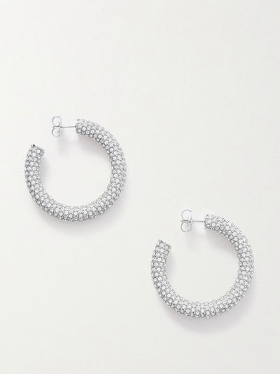 Amina Muaddi Silver-tone crystal hoop earrings at Collagerie