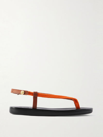 Ancient Greek Sandals Zoi leather-trimmed woven cord sandals at Collagerie