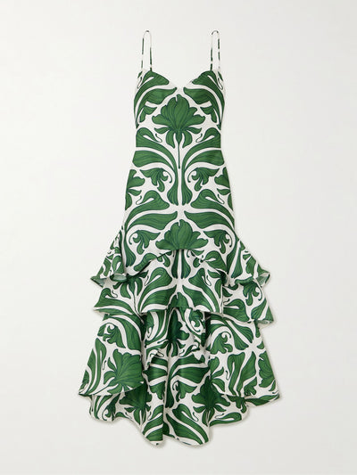 Andres Otalora Arte Cubano tiered crepe maxi dress at Collagerie