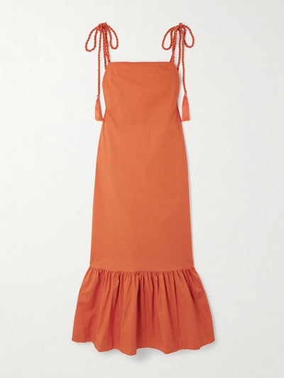 Andres Otalora Tasseled ruffled cotton-poplin maxi dress at Collagerie