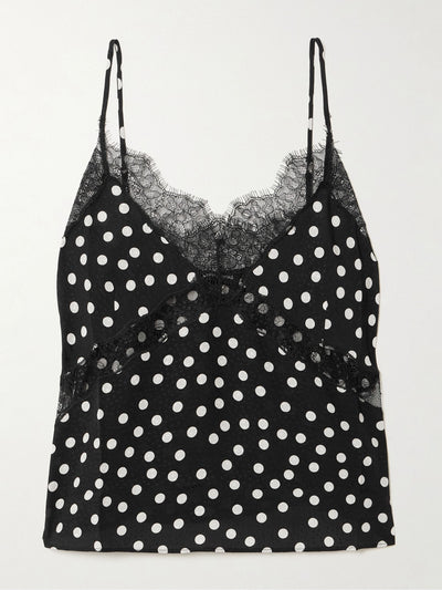 Anine Bing Amelie lace-trimmed polka-dot crepe-jacquard camisole at Collagerie