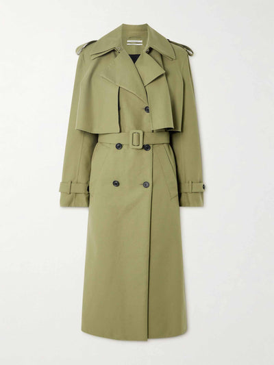 Another Tomorrow Convertible belted double-breasted cotton-twill trench coat at Collagerie