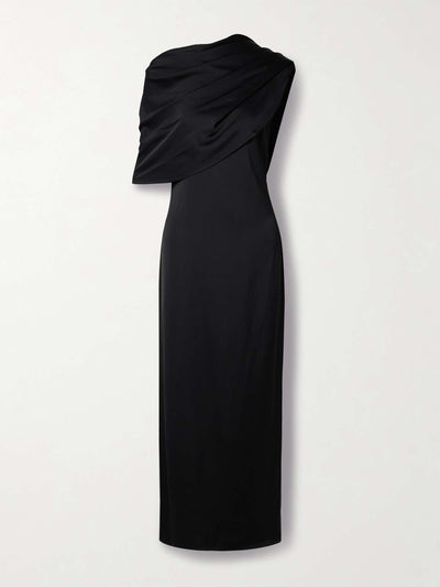 Another Tomorrow Draped wool-blend satin maxi dress at Collagerie