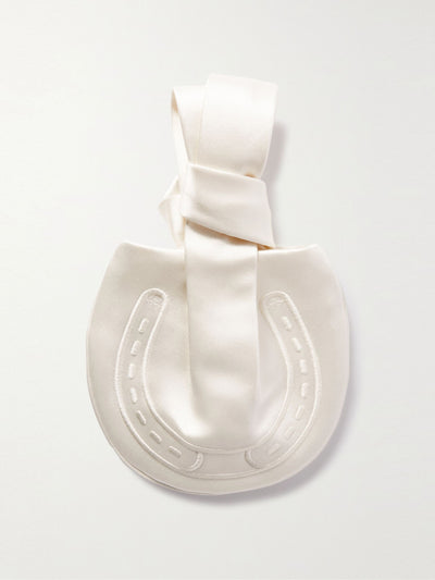 Anya Hindmarch Tie the Knot embroidered satin clutch at Collagerie