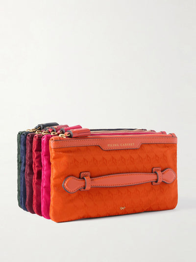 Anya Hindmarch Filing Cabinet leather-trimmed jacquard pouches at Collagerie