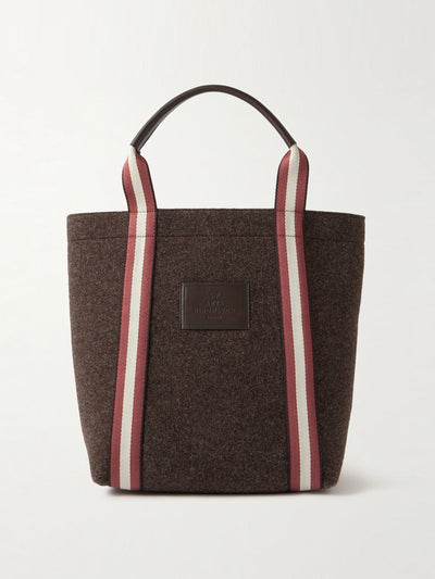 Anya Hindmarch Pont small canvas-jacquard and leather-trimmed recycled wool-felt tote at Collagerie