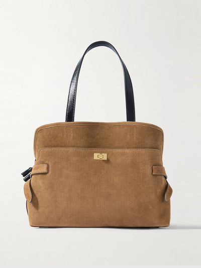 Anya Hindmarch Wilson leather-trimmed suede-corduroy tote at Collagerie