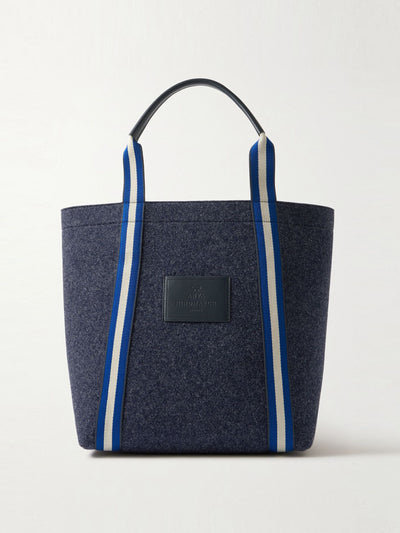 Anya Hindmarch Pont canvas-jacquard and leather-trimmed recycled wool-felt tote at Collagerie