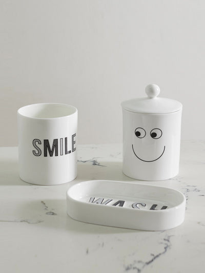 Anya Hindmarch Eyes painted bone china bathroom set at Collagerie