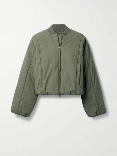 Apiece Apart + Net Sustain Army green cropped organic cotton-poplin bomber jacket at Collagerie