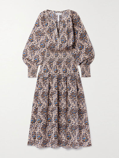 Apiece Apart + Net Sustain Shirred floral-print organic cotton-voile maxi dress at Collagerie