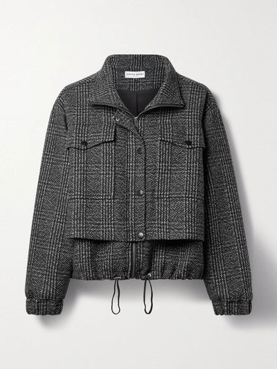 Apiece Apart Black layered checked recycled wool-blend jacket at Collagerie