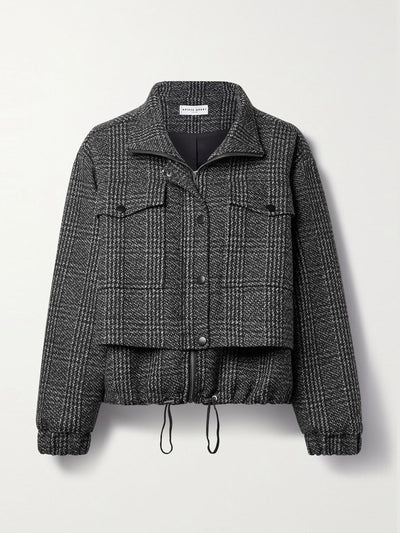 Apiece Apart Layered checked wool-blend black jacket at Collagerie