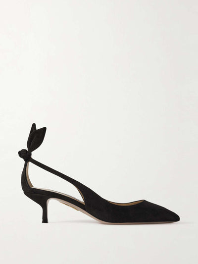 Aquazzura Bow Tie 50 suede pumps at Collagerie
