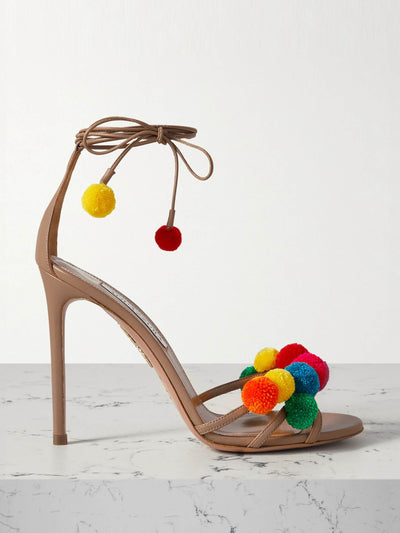 Aquazzura Fiesta 105 embellished leather sandals at Collagerie