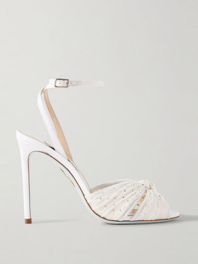 Aquazzura Slow Kisses 105 chiffon-trimmed grosgrain sandals at Collagerie