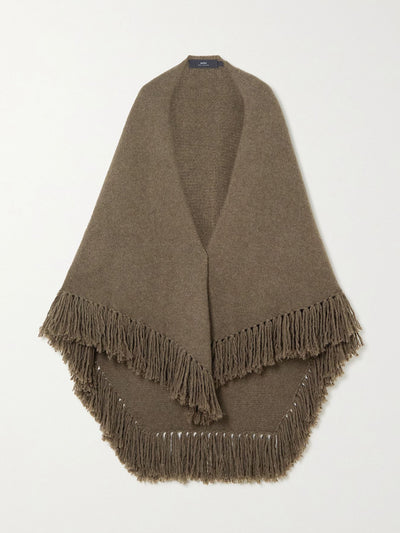 arch4 Duchess fringed cashmere wrap in Brown at Collagerie