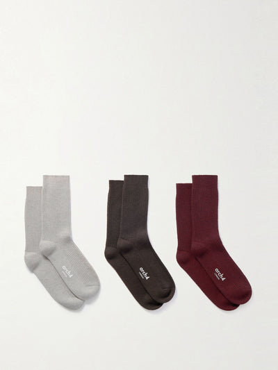 Arch4 Lucia ribbed cashmere socks (set of 3) at Collagerie