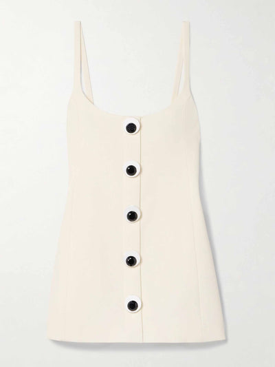 Area Button-embellished paneled wool-twill mini dress at Collagerie