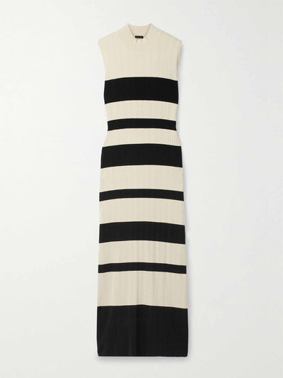 ATM Anthony Thomas Melillo Cream and black striped ribbed-knit maxi dress at Collagerie