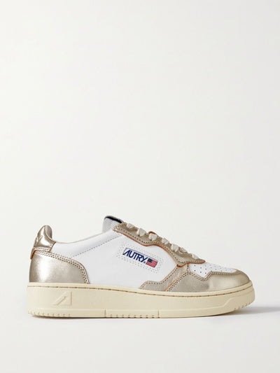 Autry Medalist Low metallic leather sneakers at Collagerie