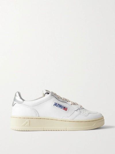 Autry White Medalist Low metallic leather sneakers at Collagerie