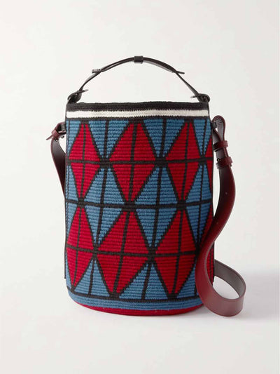 AZ Factory Leather-trimmed jacquard bucket bag at Collagerie