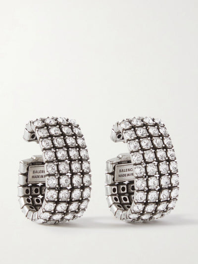 Balenciaga Glam silver-tone crystal ear cuffs at Collagerie