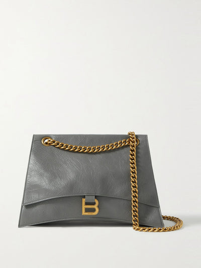 Balenciaga Grey crinkled-leather shoulder bag at Collagerie