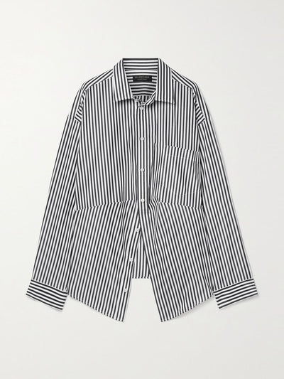 Balenciaga Swing oversized striped cotton-blend poplin shirt at Collagerie