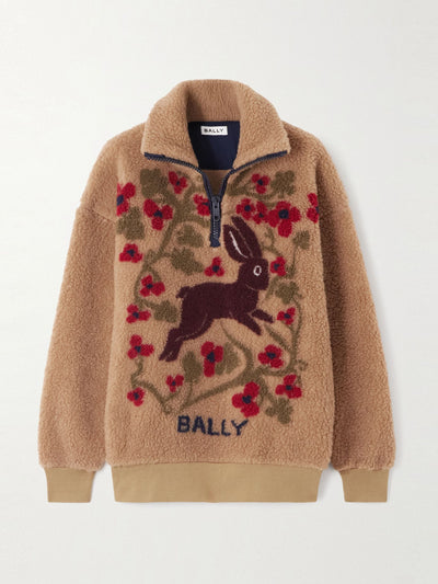 Bally Printed fleece half-zip sweater at Collagerie