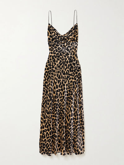 Balmain Draped leopard-print velvet midi dress at Collagerie