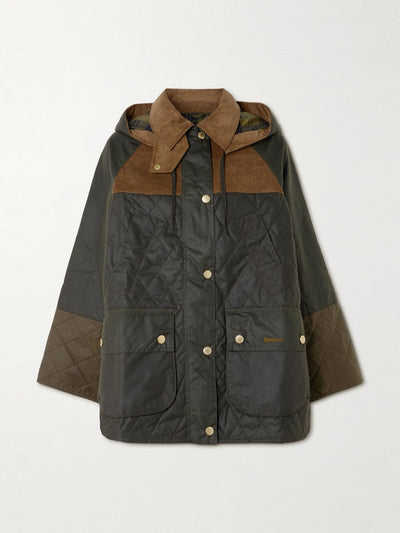 Barbour Imelda hooded corduroy-trimmed waxed-cotton and quilted shell jacket at Collagerie