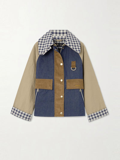 Barbour Corduroy-trimmed waxed-cotton and denim jacket at Collagerie