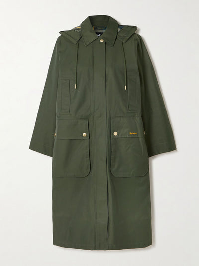 Barbour Maude hooded waxed cotton-blend coat at Collagerie