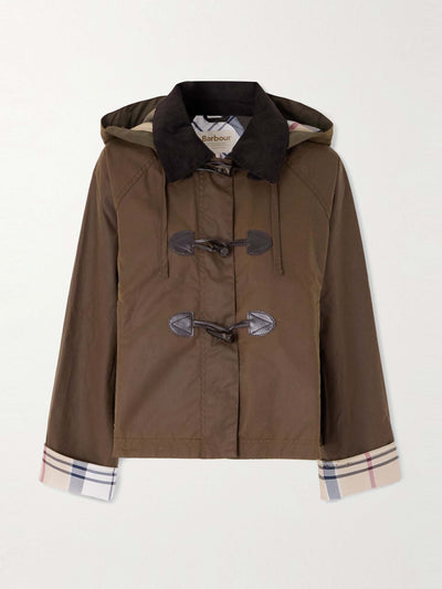 Barbour Myra leather-trimmed cotton hooded jacket at Collagerie