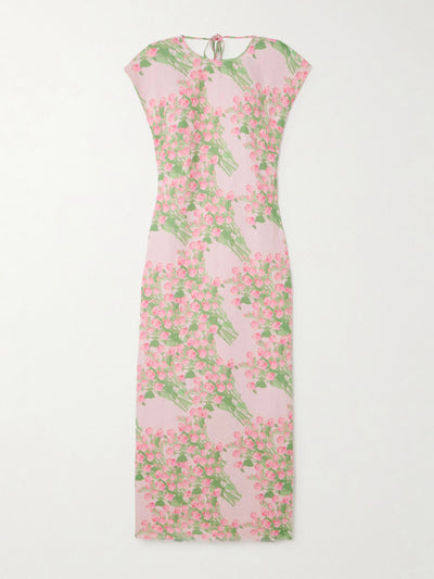 Bernadette Anne open-back floral-print linen midi dress at Collagerie