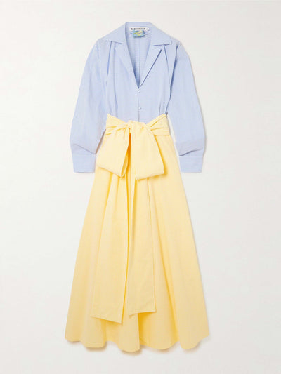 Bernadette Clarence belted striped cotton-seersucker maxi shirt dress at Collagerie
