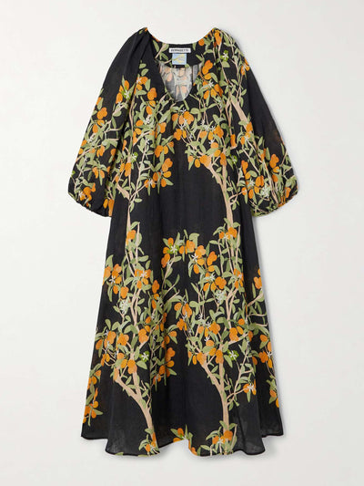 Bernadette Georgette printed linen midi dress at Collagerie